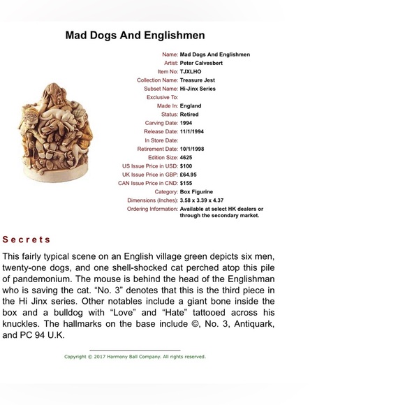 Harmony Kingdom Mad Dogs and Englishmen Figurine Box - Picture 8 of 8